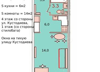 1-ком. квартира на продажу, 26.3 м2, Санкт-Петербург, проспект Просвещения, 43, ЖК Лондон Парк