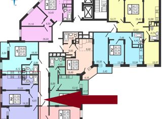 2-комнатная квартира на продажу, 56.13 м2, Челябинск, улица Университетская Набережная, 61, жилой район Академ Риверсайд