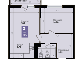 Продаю 1-комнатную квартиру, 51.1 м2, Краснодар, Константиновская улица, 5лит8, микрорайон Плодородный-2