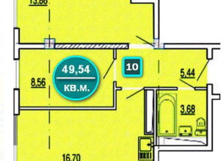 Двухкомнатная квартира на продажу, 49.5 м2, Сочи, Донская улица, 108Ак1, микрорайон Донская
