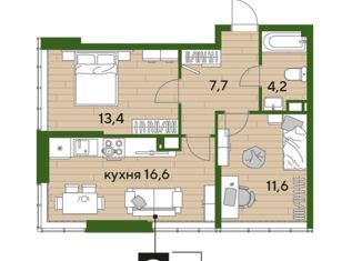 Продажа 2-комнатной квартиры, 53.5 м2, Краснодар, улица Анны Ахматовой, 1, Прикубанский округ