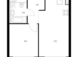 Продается 1-комнатная квартира, 35.2 м2, Санкт-Петербург, жилой комплекс Аэронавт, 4, метро Волковская