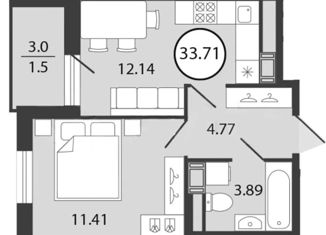 Продается 1-комнатная квартира, 32.2 м2, поселок Бугры, ЖК Энфилд, улица Шекспира, 1к2