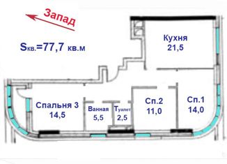 Продам трехкомнатную квартиру, 77.7 м2, Москва, проезд Невельского, 3к1, станция Москва-Товарная