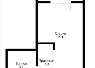 Квартира на продажу студия, 20 м2, Краснодар, улица Западный Обход, 57к3, ЖК Самолёт-2
