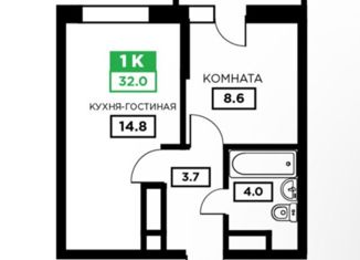 Продажа 1-комнатной квартиры, 32 м2, Краснодарский край, Домбайская улица, 55к3