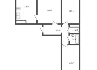 Продается 3-комнатная квартира, 74.5 м2, Челябинск, улица Университетская Набережная, 99, ЖК Спортивный