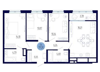 Продам 4-ком. квартиру, 78 м2, село Дядьково, ЖК Правый Берег, 1-й Бульварный проезд, 2