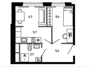 Продается 2-ком. квартира, 29.9 м2, Санкт-Петербург, набережная Обводного канала, 118ББ, муниципальный округ Измайловское