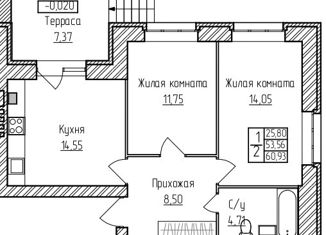Продам 2-комнатную квартиру, 60.93 м2, село Туношна, Школьная улица