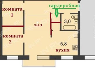 Продам 2-ком. квартиру, 43 м2, Нижний Новгород, улица Космонавта Комарова, 19А, Центральный микрорайон