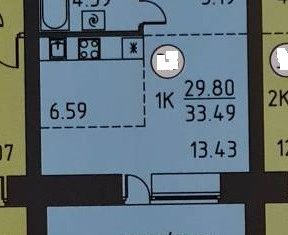 Продаю квартиру студию, 33.49 м2, деревня Кисловка, улица Василия Кандинского, 8