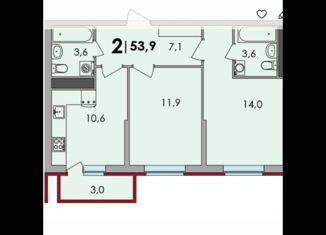 Продам двухкомнатную квартиру, 53.9 м2, Тверская область, деревня Батино, 15