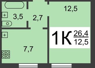Продаю 1-комнатную квартиру, 26.4 м2, Нижний Новгород, улица Тимирязева, 33А, метро Горьковская