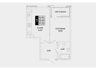 Продается 1-комнатная квартира, 37.2 м2, Ростов-на-Дону, Левобережная улица, 6/1с1