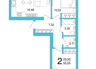 Продам трехкомнатную квартиру, 54 м2, Уфа, Артезианская улица, ЖК Сосны