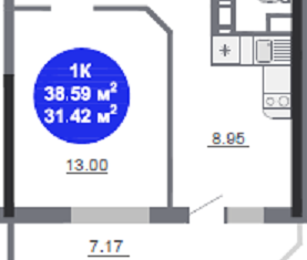 Продается однокомнатная квартира, 38.59 м2, Крымск, улица Свердлова, 125А