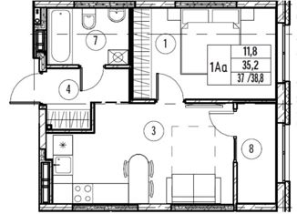 Продам 1-комнатную квартиру, 38.8 м2, Пенза, Железнодорожный район