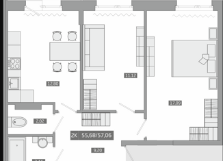 Продается 2-комнатная квартира, 57.06 м2, Артём, улица Острякова, 1Ак1