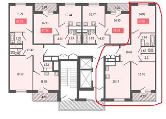 2-комнатная квартира на продажу, 72.43 м2, Санкт-Петербург, улица Типанова, 23с1, ЖК Питер