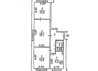 Продажа 3-комнатной квартиры, 63.2 м2, Москва, Челюскинская улица, 12, Челюскинская улица