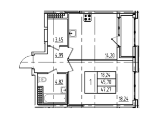 Продам 1-комнатную квартиру, 45.9 м2, Санкт-Петербург, метро Московская, проспект Юрия Гагарина, 32к4В