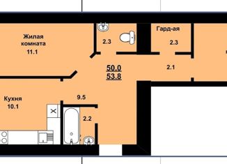 Продается 2-комнатная квартира, 53.8 м2, Амурская область, улица Василенко, 5