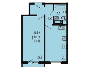 Продается 1-комнатная квартира, 40.7 м2, Челябинск, улица Университетская Набережная, 8, жилой район Академ Риверсайд
