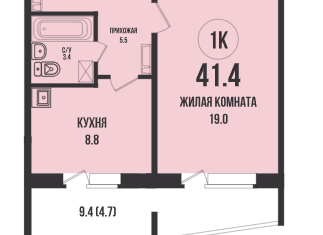 Продается 1-комнатная квартира, 41.4 м2, Новосибирск, жилой комплекс Династия, 904, метро Маршала Покрышкина