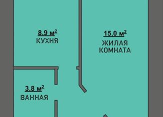 Продажа однокомнатной квартиры, 41.1 м2, село Чигири, Красивая улица, 23