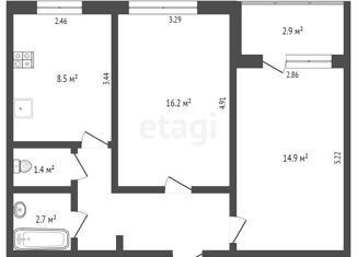 Продается 2-комнатная квартира, 50.8 м2, Тюмень, улица Казачьи луга, 4к2