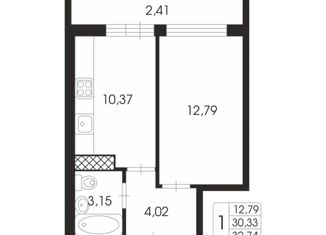 Продам 1-комнатную квартиру, 32.74 м2, Кудрово, Европейский проспект, 22, ЖК Европейский парк