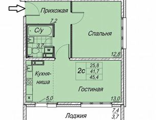 Продается 2-ком. квартира, 45 м2, Кемерово, Рудничный район