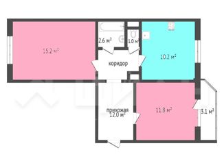 2-комнатная квартира на продажу, 52.8 м2, Санкт-Петербург, Долгоозёрная улица, 37к2, Долгоозёрная улица