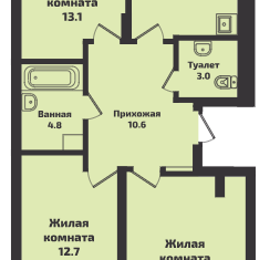 Продаю трехкомнатную квартиру, 74.6 м2, Новосибирск, Красный проспект, 327/1, ЖК Инфинити