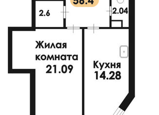 Продам 2-комнатную квартиру, 56.4 м2, Амурская область, улица Мухина