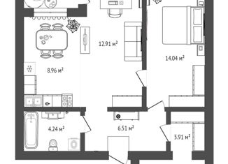 Продам 2-комнатную квартиру, 52 м2, Тюмень, ЖК Адмирал, улица Василия Севергина, 2к1