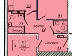 Продам 1-ком. квартиру, 63.7 м2, Кемерово, проспект Химиков, 38к1, ЖК Восточный