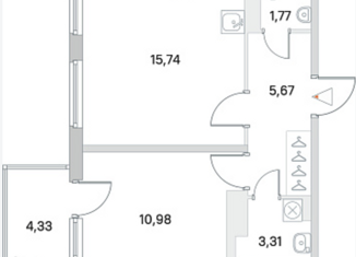 Продается однокомнатная квартира, 37.47 м2, Сертолово, улица Мира, 7к1