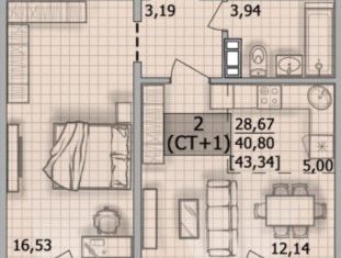 Продается двухкомнатная квартира, 43.34 м2, Челябинск, улица Академика Макеева, 20, ЖК Макеев