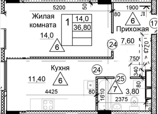 Продам 1-комнатную квартиру, 36.8 м2, деревня Голубое, Трёхсвятская улица, 6, ЖК Первый Зеленоградский