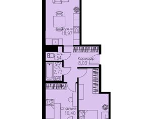 Продам 2-комнатную квартиру, 56.1 м2, Кудрово, проспект Строителей, 1к2