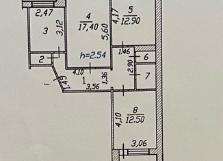 3-комнатная квартира на продажу, 68 м2, Чебоксары, улица Ленинского Комсомола, 44