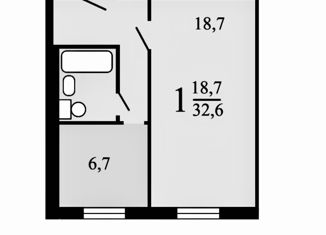 Продажа 1-ком. квартиры, 32.7 м2, дачный посёлок Кокошкино, Железнодорожная улица, 4