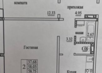 Продаю 2-комнатную квартиру, 58 м2, Новосибирск, улица Александра Чистякова, 8, метро Студенческая