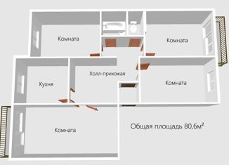 Продается 4-комнатная квартира, 80.6 м2, поселок Садовый, Верстовая улица, 5