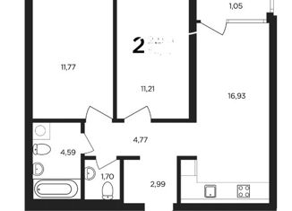 Двухкомнатная квартира на продажу, 53.5 м2, Уфа, улица Энтузиастов, 15, ЖК Биосфера