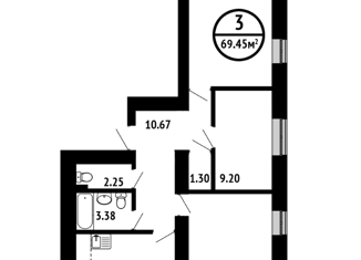 Продается 3-ком. квартира, 71 м2, Уфа, ЖК 8 Марта, улица Асхата Мирзагитова, 8