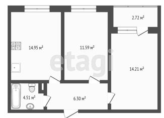 2-комнатная квартира на продажу, 52.92 м2, Новосибирск, Сибирская улица, 30А, метро Площадь Гарина-Михайловского