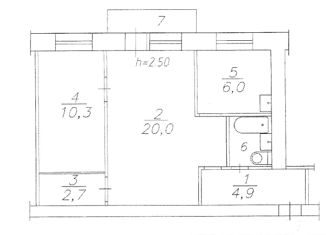 2-комнатная квартира на продажу, 46.9 м2, Красноярск, улица Быковского, 5, Советский район